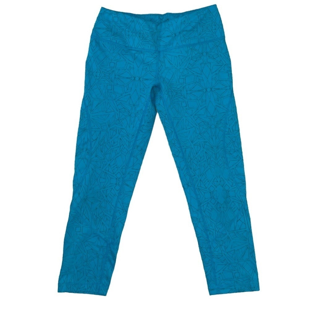 ZELLA teal blue/ green geometric design Capri length leggings in women’s XS/TP